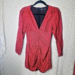 Zara red leopard fitted valentine's day dress